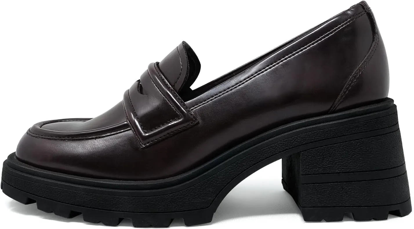 JENN ARDOR Chunky Block Heel Loafers for Women Closed Round Toe Platform Pumps Slip On Dress Shoes Wedding Party Office Lady Shoes