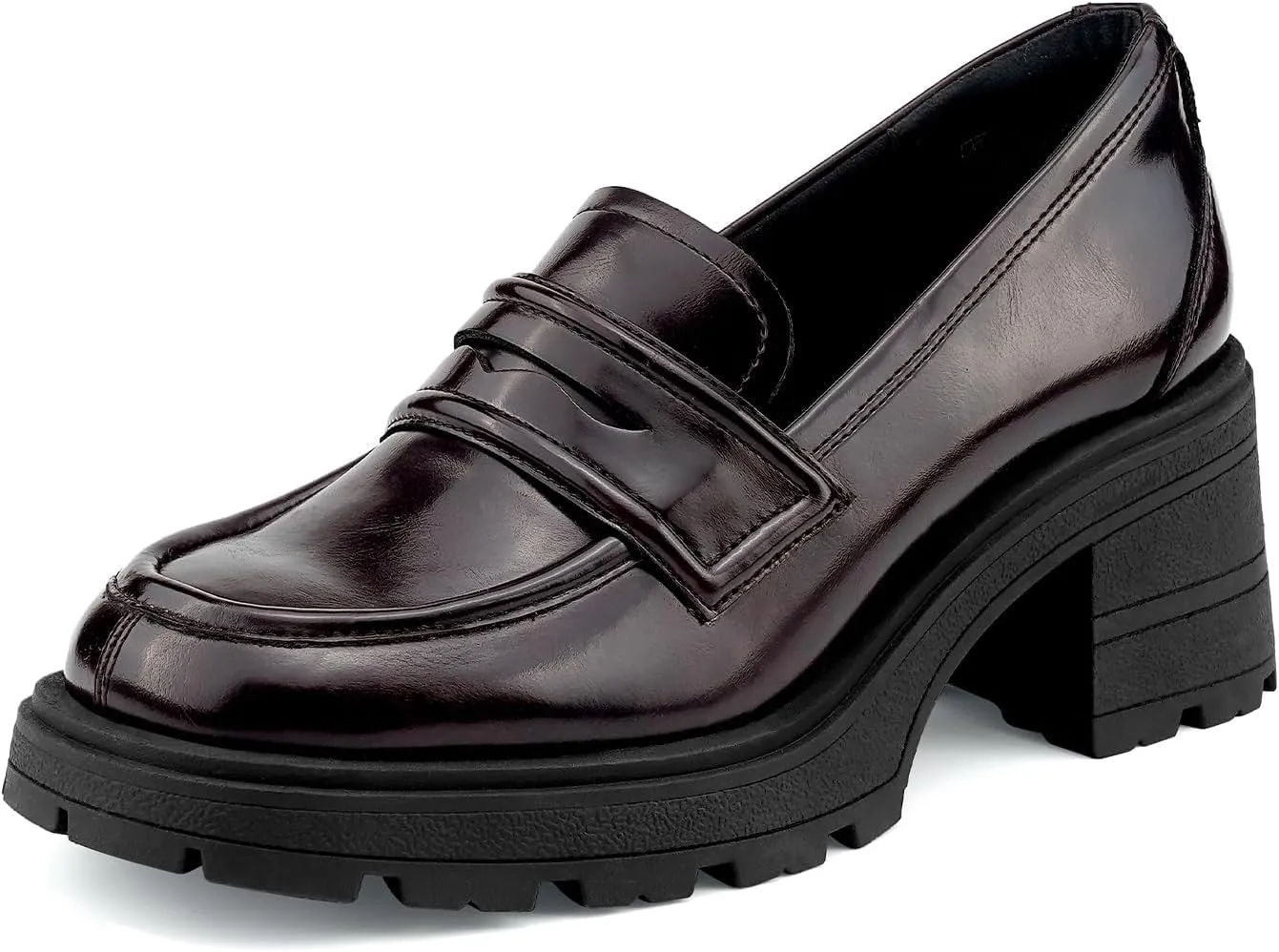 JENN ARDOR Chunky Block Heel Loafers for Women Closed Round Toe Platform Pumps Slip On Dress Shoes Wedding Party Office Lady Shoes