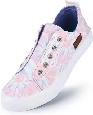 JENN ARDOR Womens Fall Slip On Fashion Sneakers No Laces Comfortable Casual Low Canvas Sneakers Flats Walking Shoes