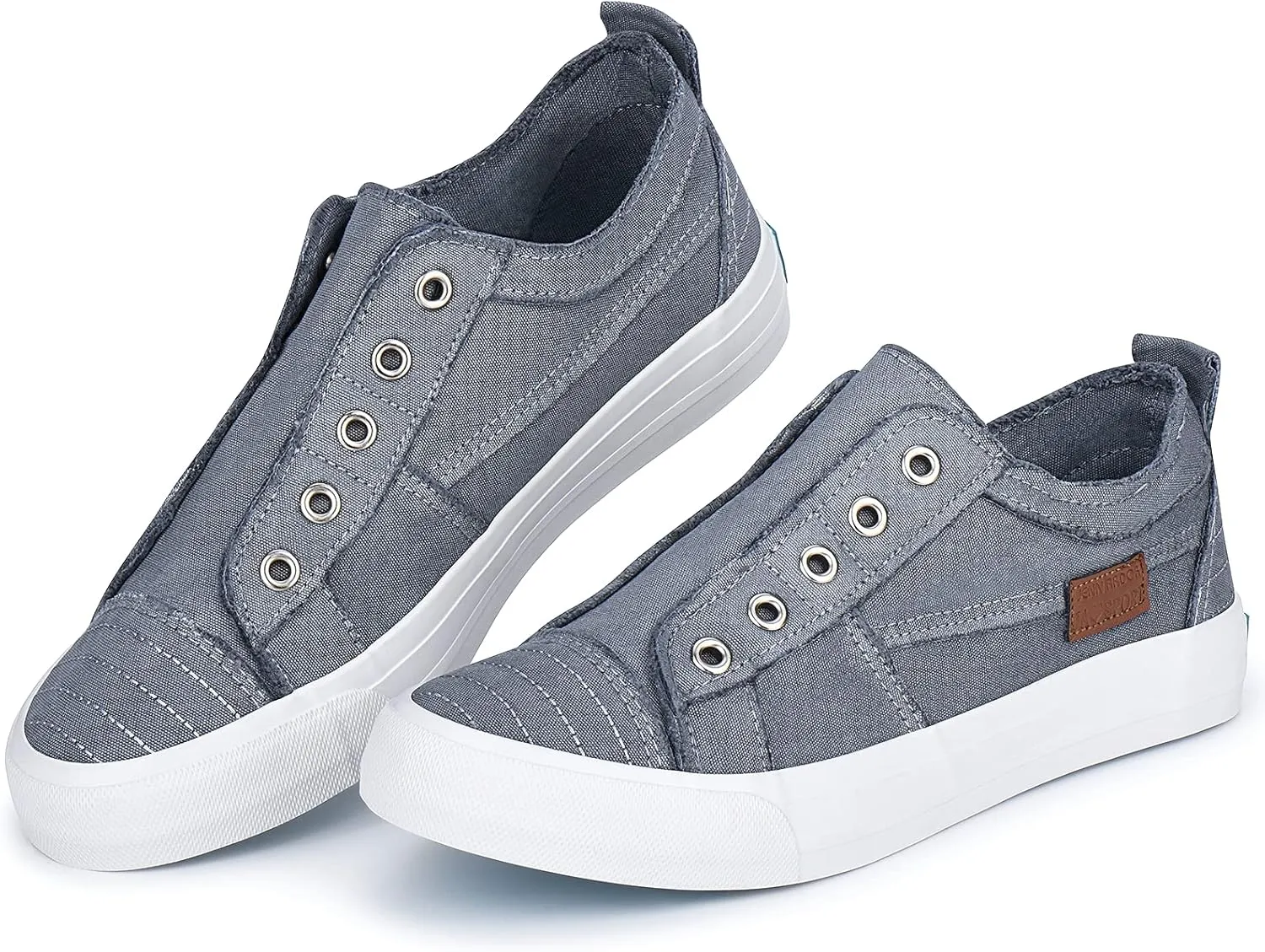 JENN ARDOR Womens Fall Slip On Fashion Sneakers No Laces Comfortable Casual Low Canvas Sneakers Flats Walking Shoes
