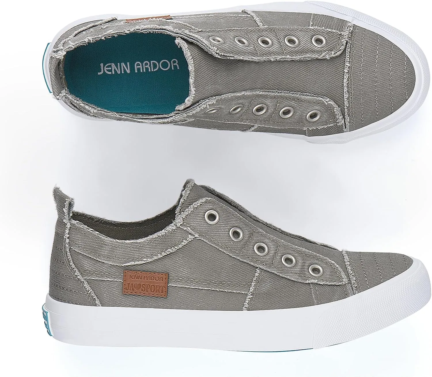 JENN ARDOR Womens Fall Slip On Fashion Sneakers No Laces Comfortable Casual Low Canvas Sneakers Flats Walking Shoes
