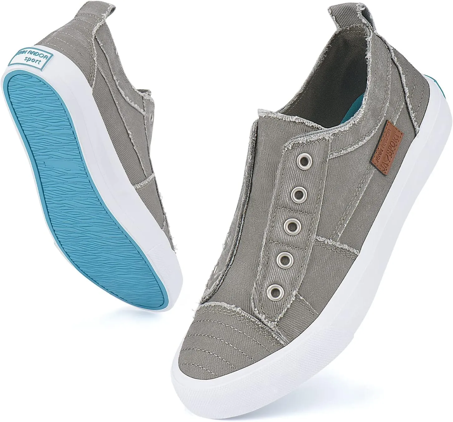 JENN ARDOR Womens Fall Slip On Fashion Sneakers No Laces Comfortable Casual Low Canvas Sneakers Flats Walking Shoes
