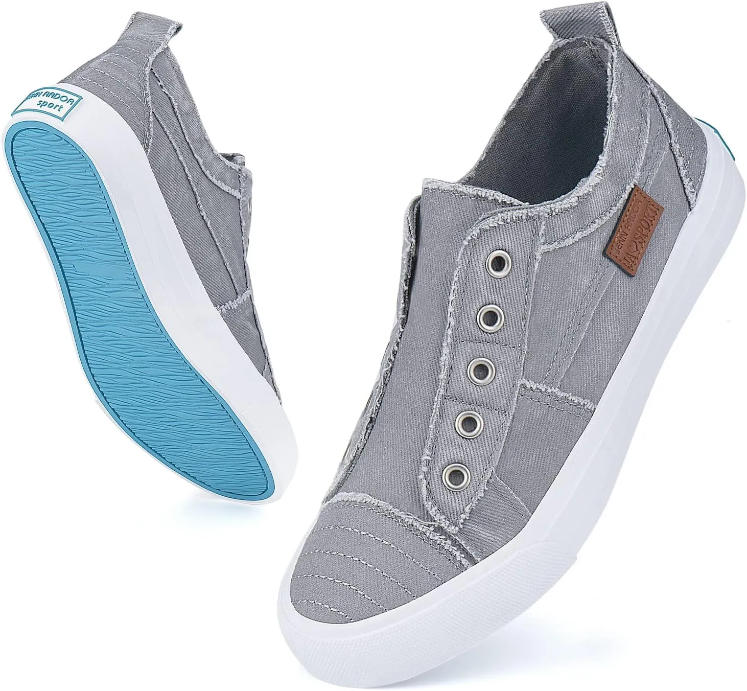 JENN ARDOR Womens Fall Slip On Fashion Sneakers No Laces Comfortable Casual Low Canvas Sneakers Flats Walking Shoes