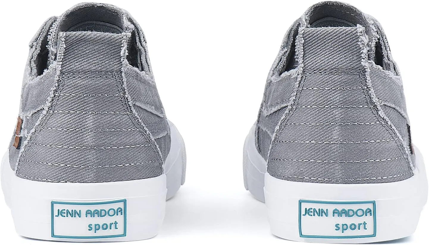 JENN ARDOR Womens Fall Slip On Fashion Sneakers No Laces Comfortable Casual Low Canvas Sneakers Flats Walking Shoes