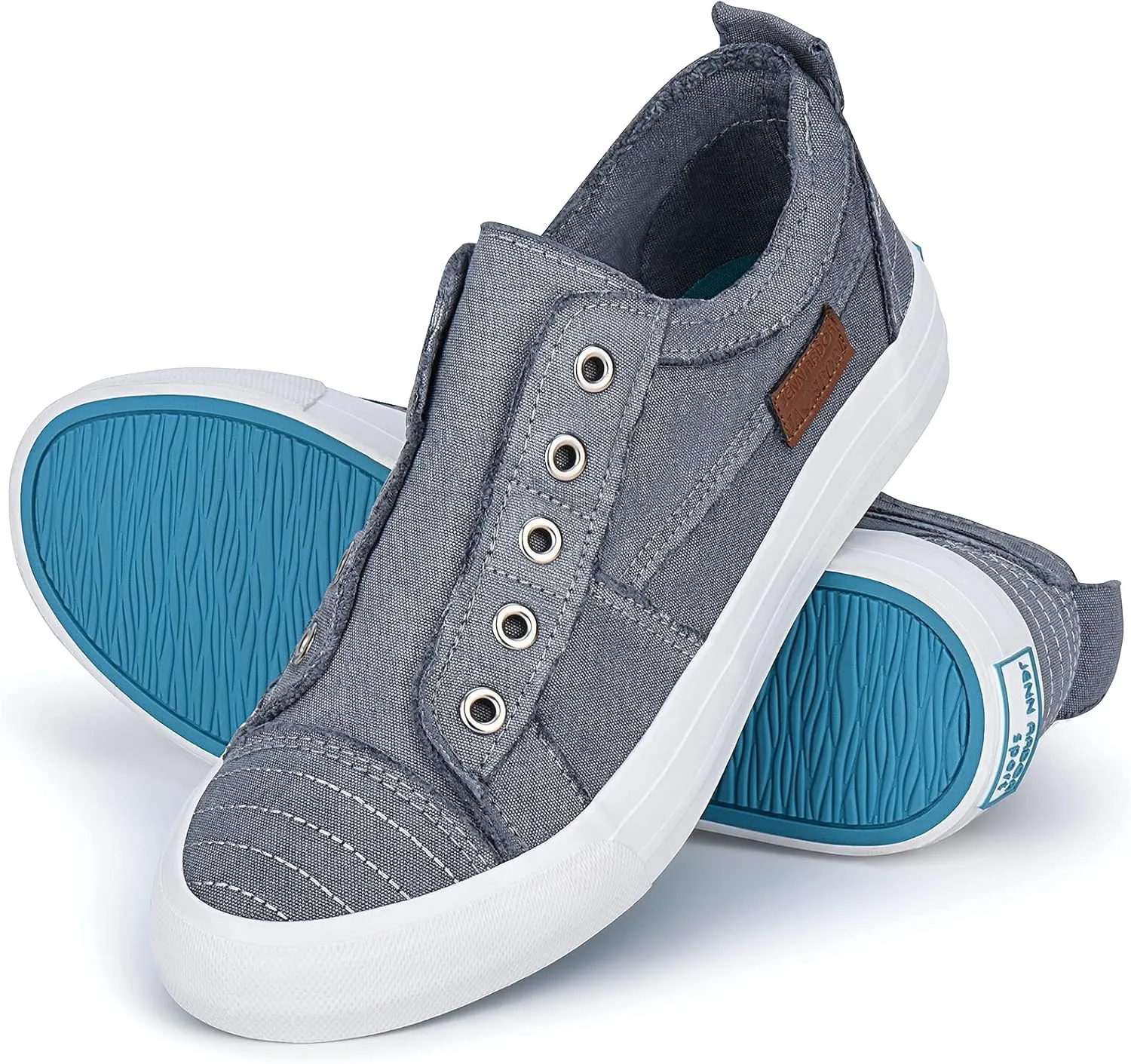 JENN ARDOR Womens Fall Slip On Fashion Sneakers No Laces Comfortable Casual Low Canvas Sneakers Flats Walking Shoes