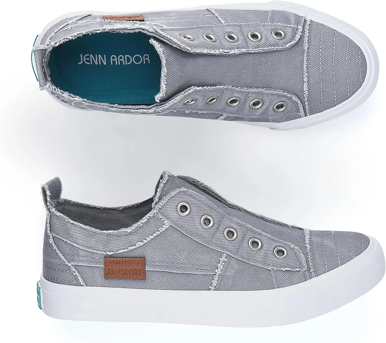 JENN ARDOR Womens Fall Slip On Fashion Sneakers No Laces Comfortable Casual Low Canvas Sneakers Flats Walking Shoes