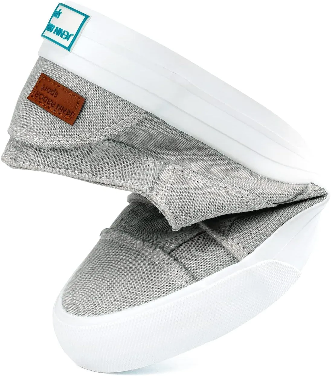 JENN ARDOR Women's Stylish Slip On Sneakers No Laces Elastic Low Top Canvas Sneakers Trendy Flats Comfortable Casual Walking Shoes
