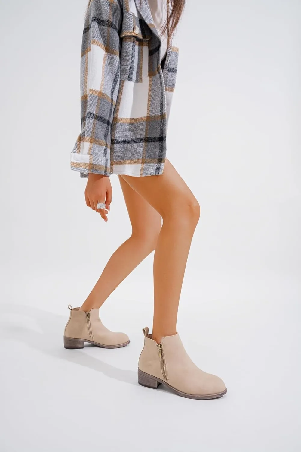 Jeossy Women's Ankle Boots, Classic Low Heeled Short Booties, Casual Comfortable Boots