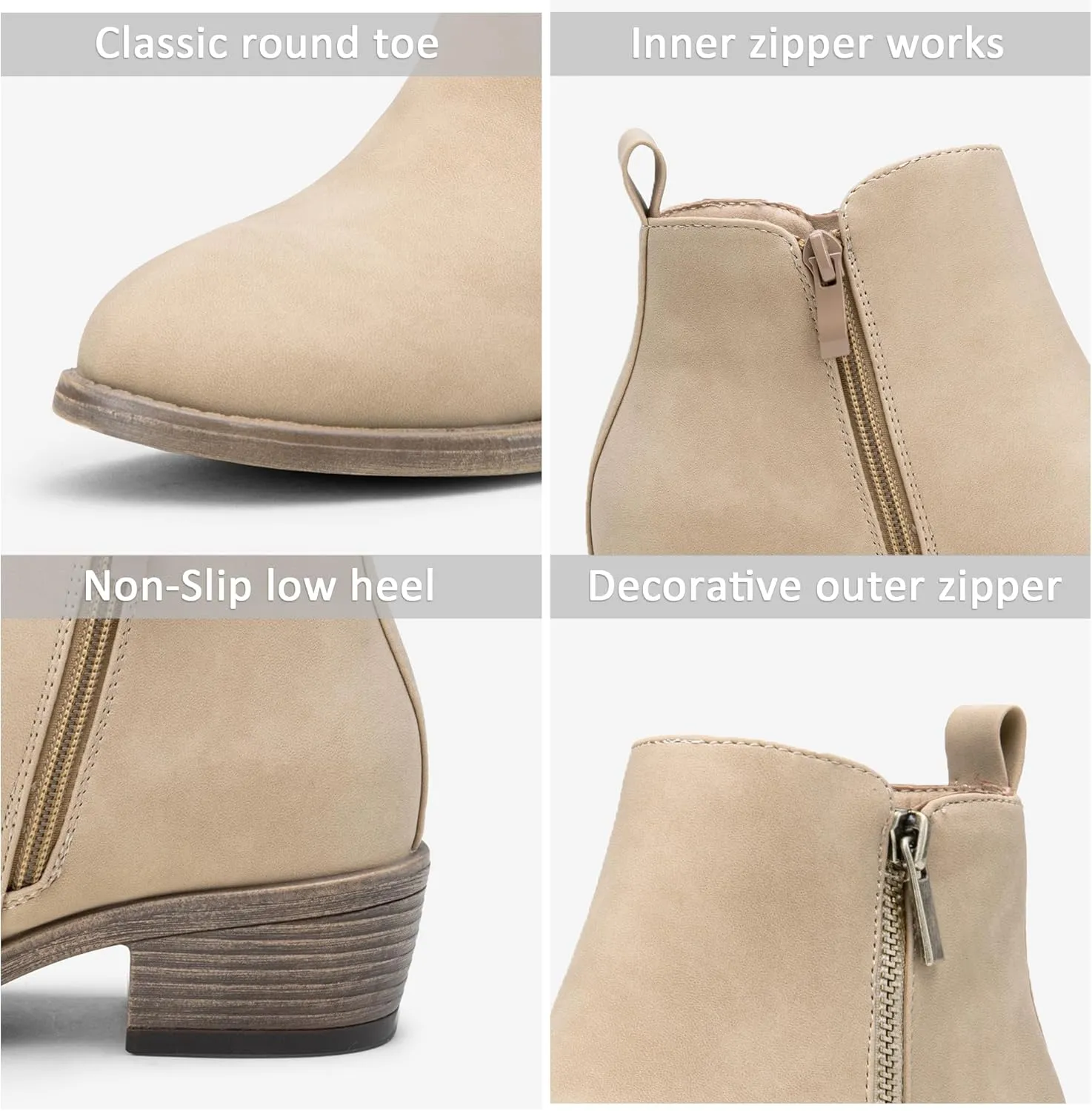 Jeossy Women's Ankle Boots, Classic Low Heeled Short Booties, Casual Comfortable Boots