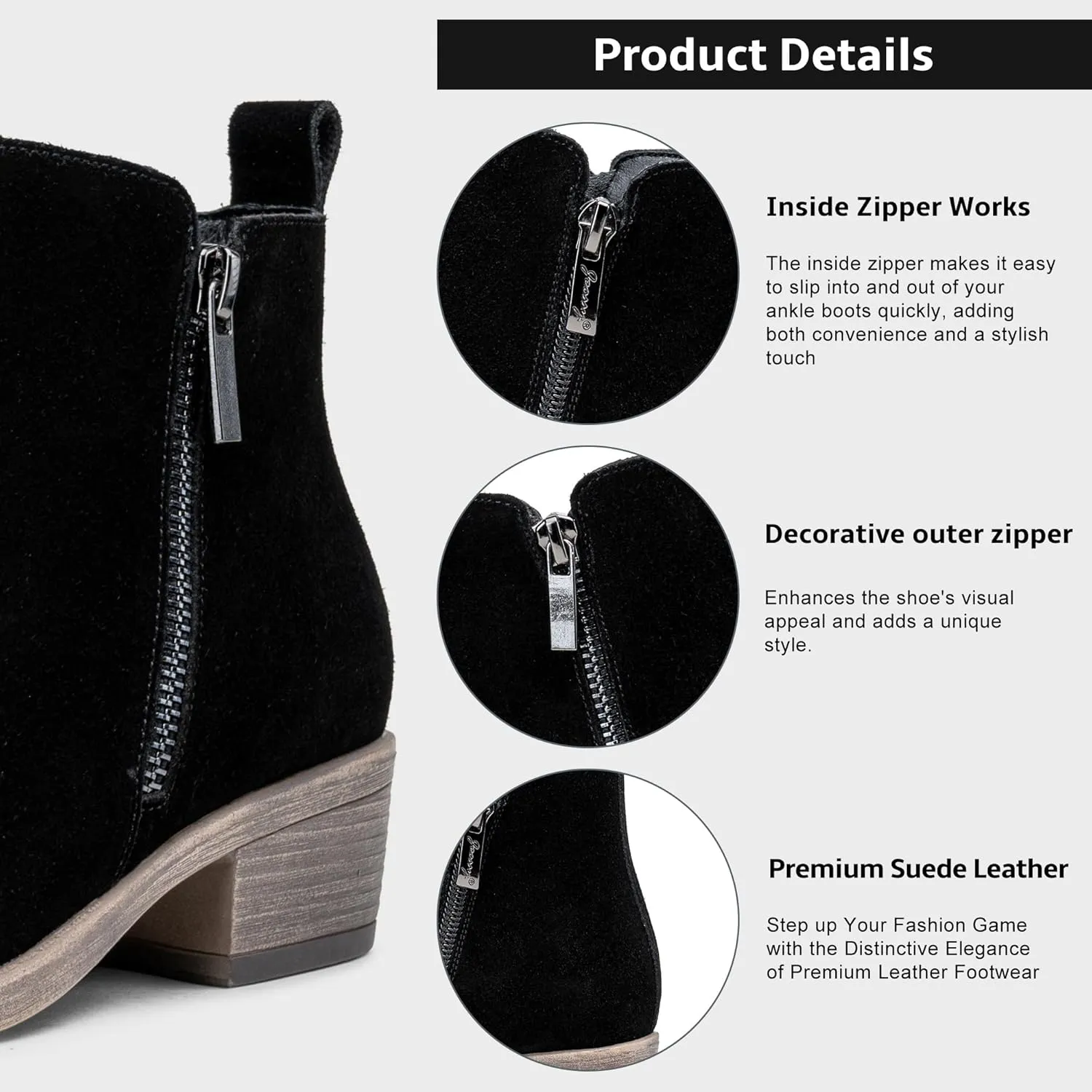 Jeossy Women's Ankle Boots, Classic Low Heeled Short Booties, Casual Comfortable Boots
