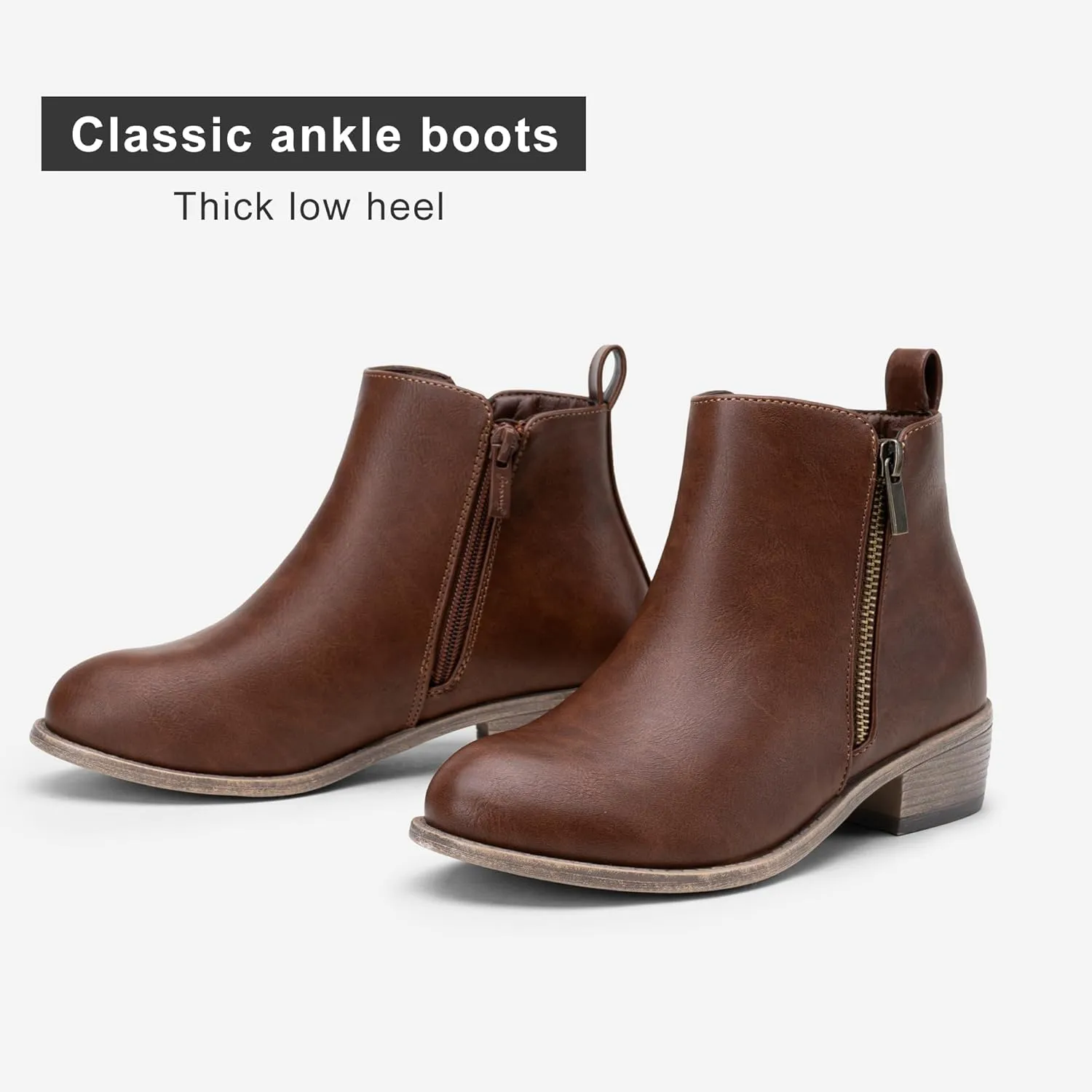 Jeossy Women's Ankle Boots, Classic Low Heeled Short Booties, Casual Comfortable Boots