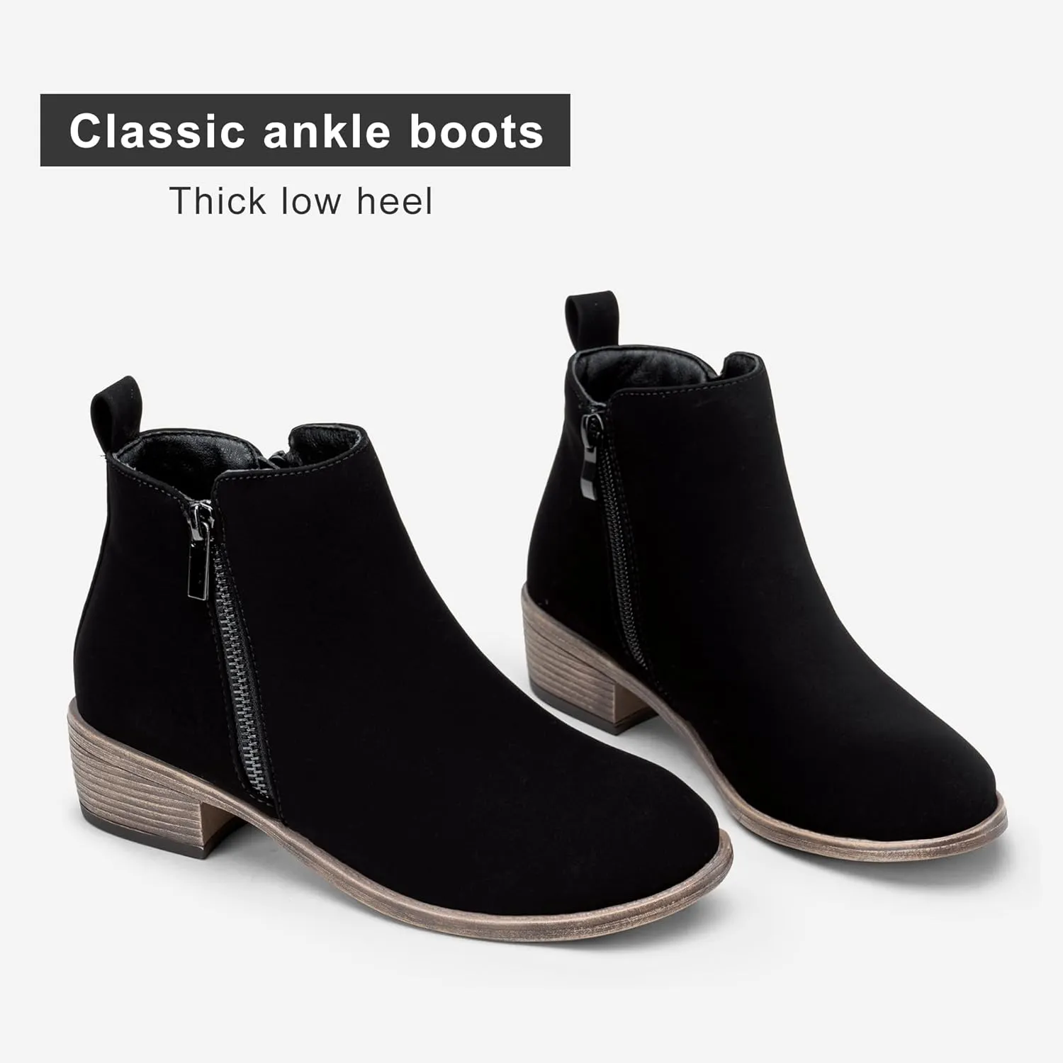 Jeossy Women's Ankle Boots, Classic Low Heeled Short Booties, Casual Comfortable Boots