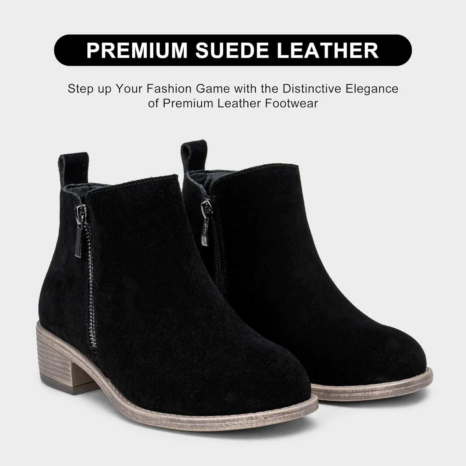 Jeossy Women's Ankle Boots, Classic Low Heeled Short Booties, Casual Comfortable Boots