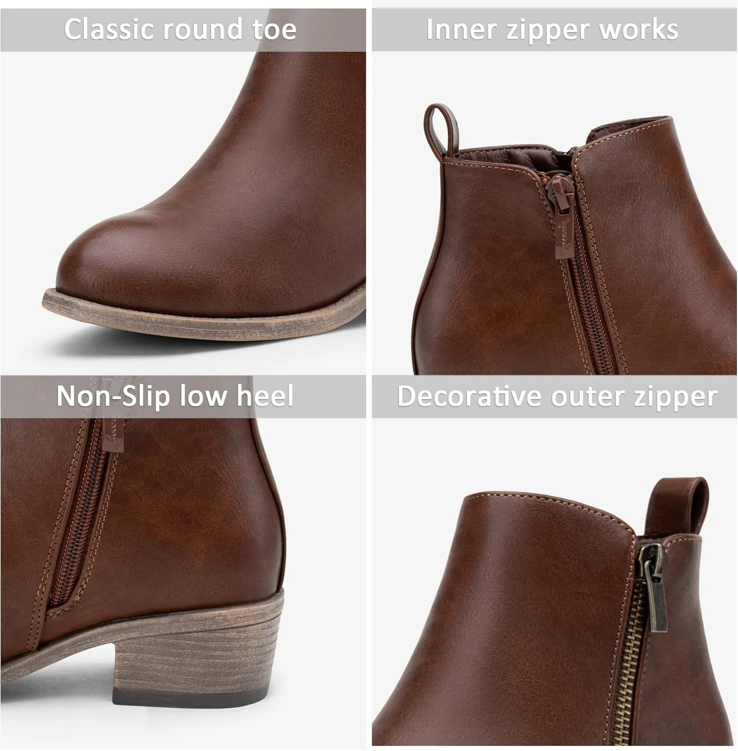 Jeossy Women's Ankle Boots, Classic Low Heeled Short Booties, Casual Comfortable Boots