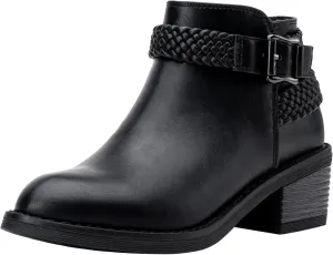 Jeossy Women's Ankle Boots, Low Heel Short Booties, Dress Fall Boots with Inner Zipper