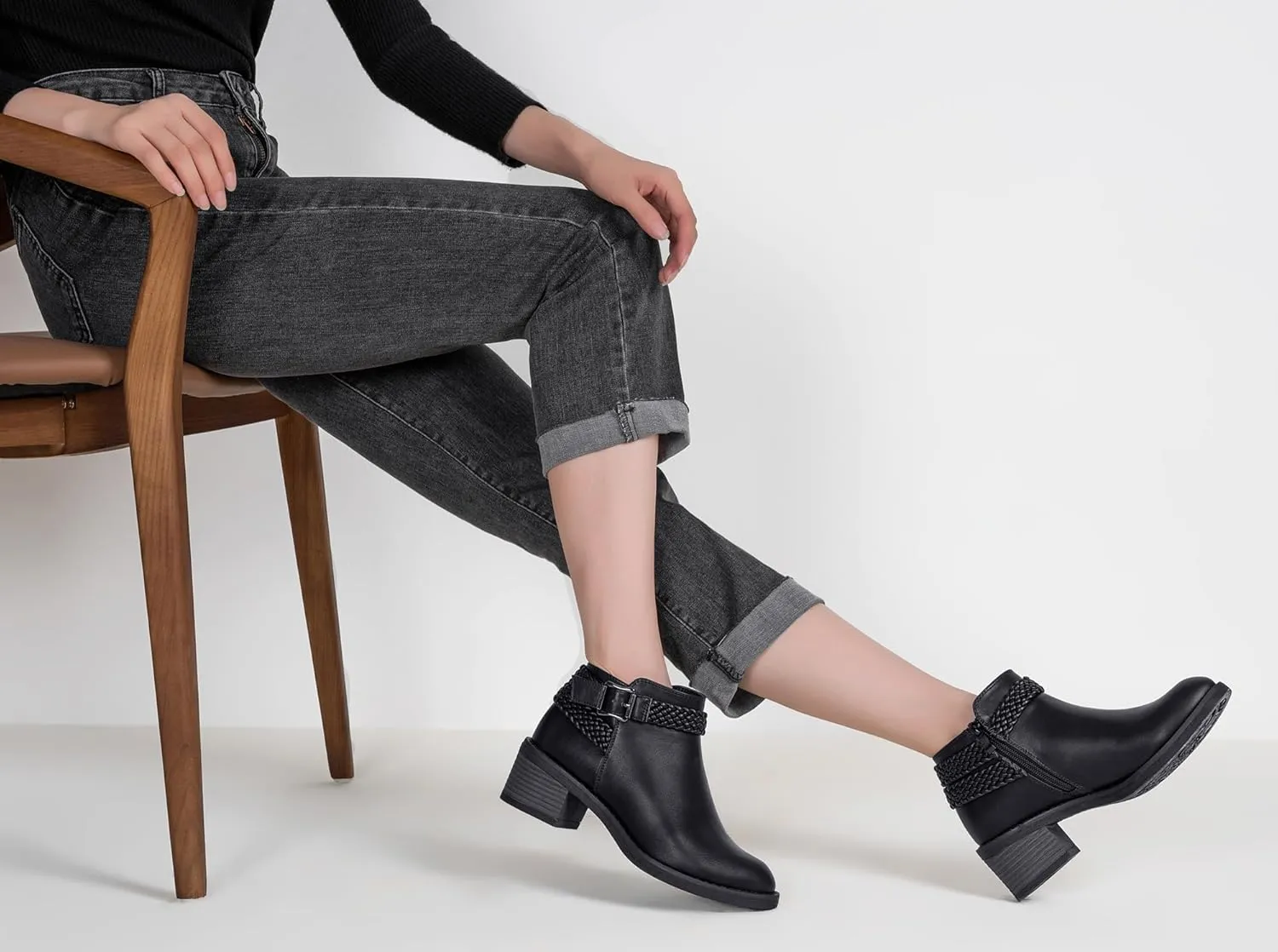 Jeossy Women's Ankle Boots, Low Heel Short Booties, Dress Fall Boots with Inner Zipper