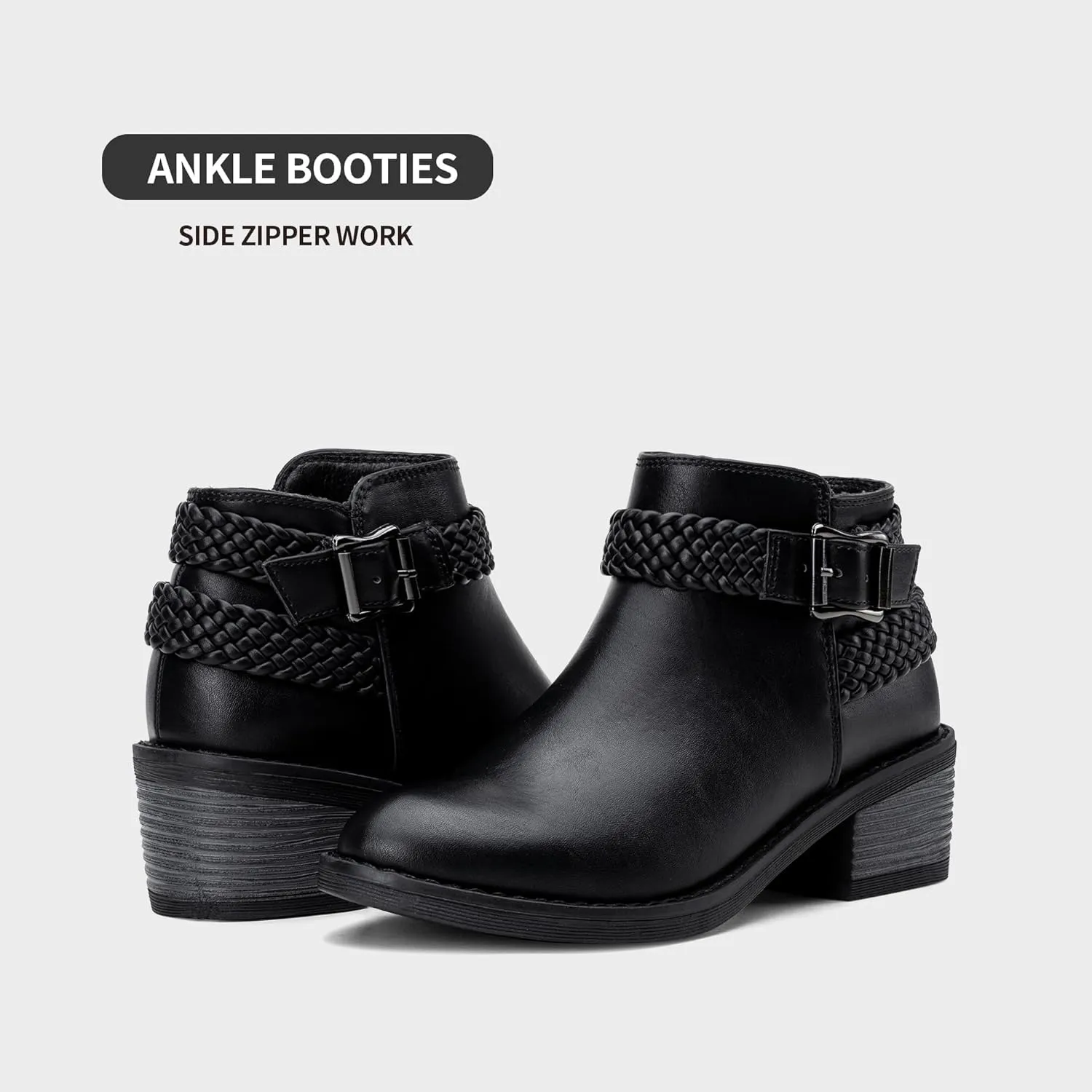 Jeossy Women's Ankle Boots, Low Heel Short Booties, Dress Fall Boots with Inner Zipper