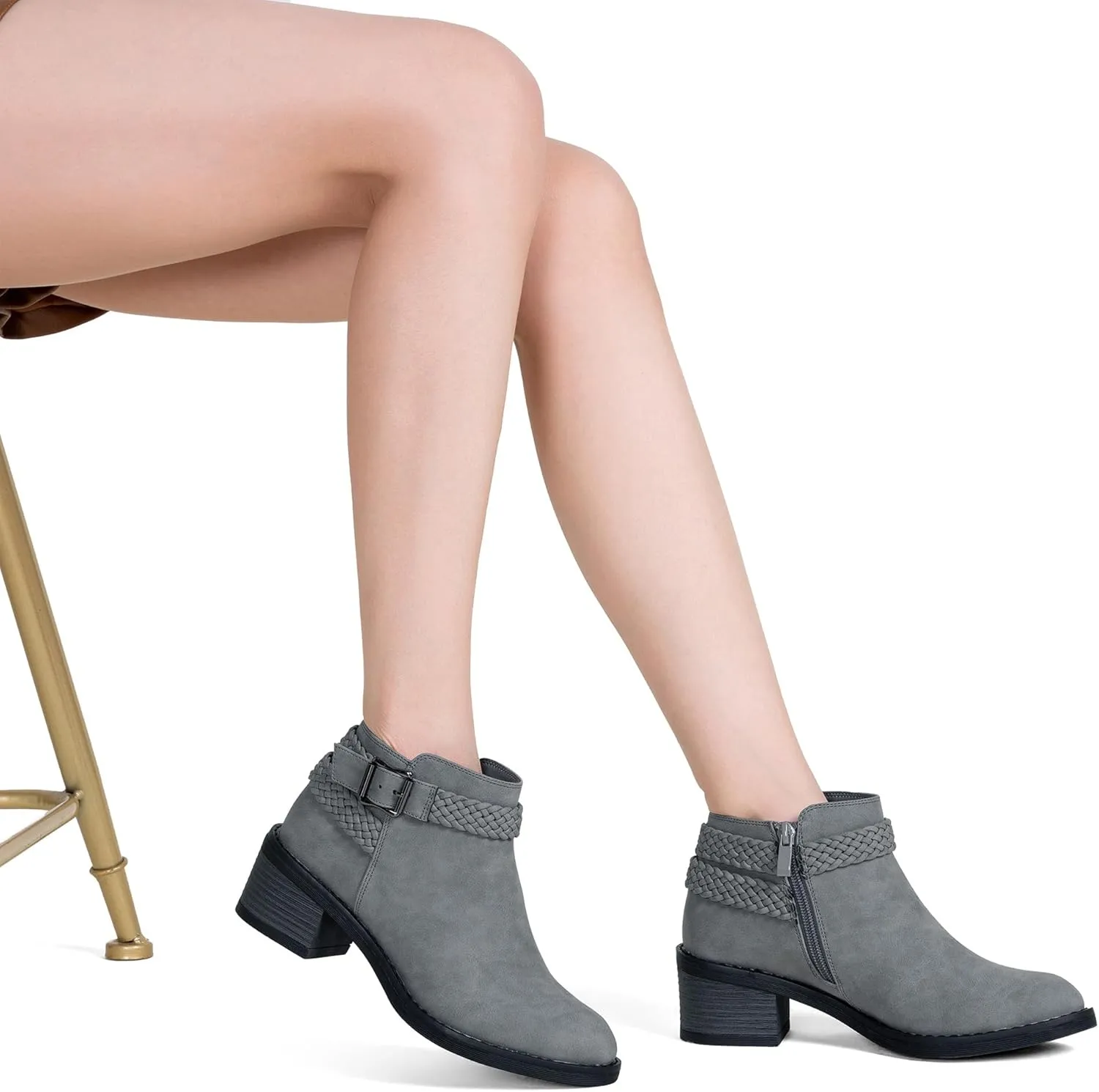 Jeossy Women's Ankle Boots, Low Heel Short Booties, Dress Fall Boots with Inner Zipper