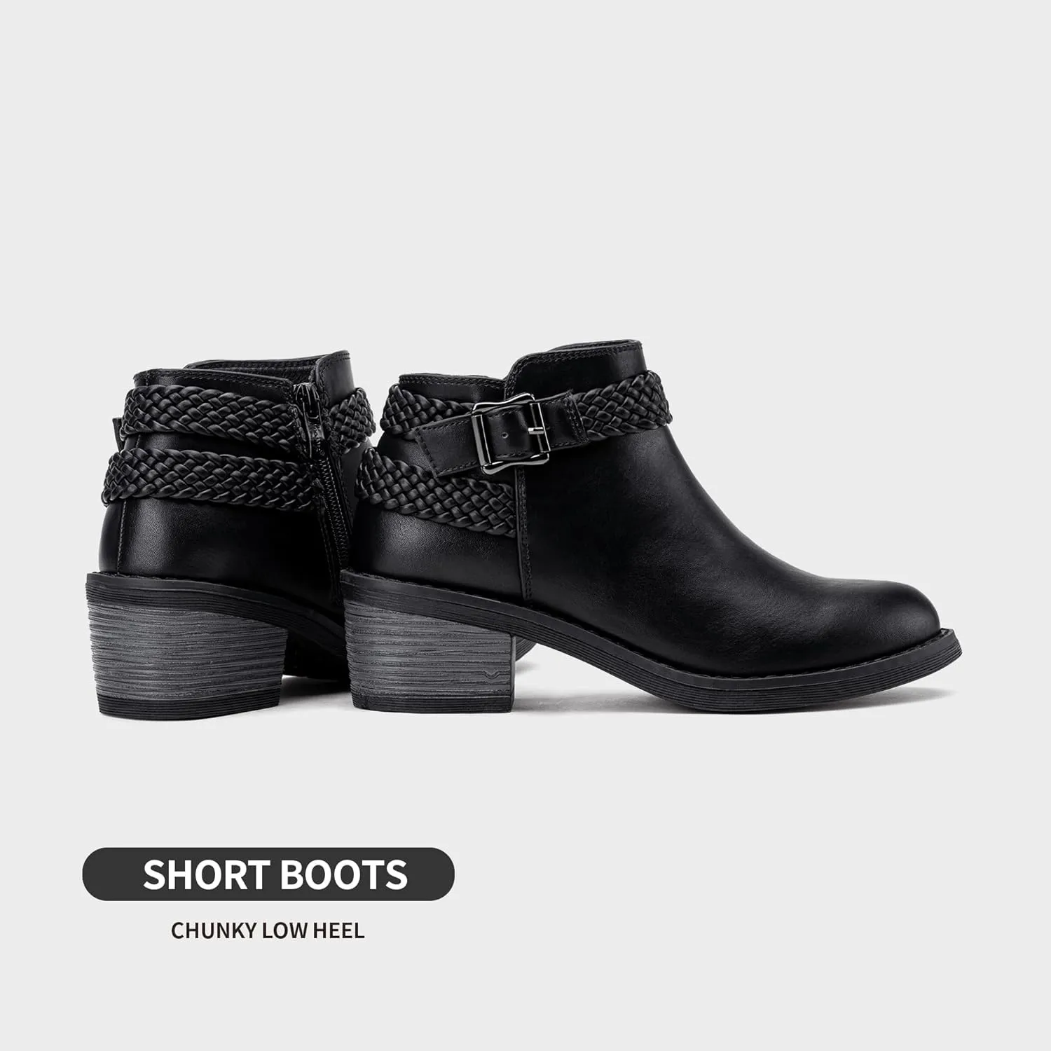 Jeossy Women's Ankle Boots, Low Heel Short Booties, Dress Fall Boots with Inner Zipper