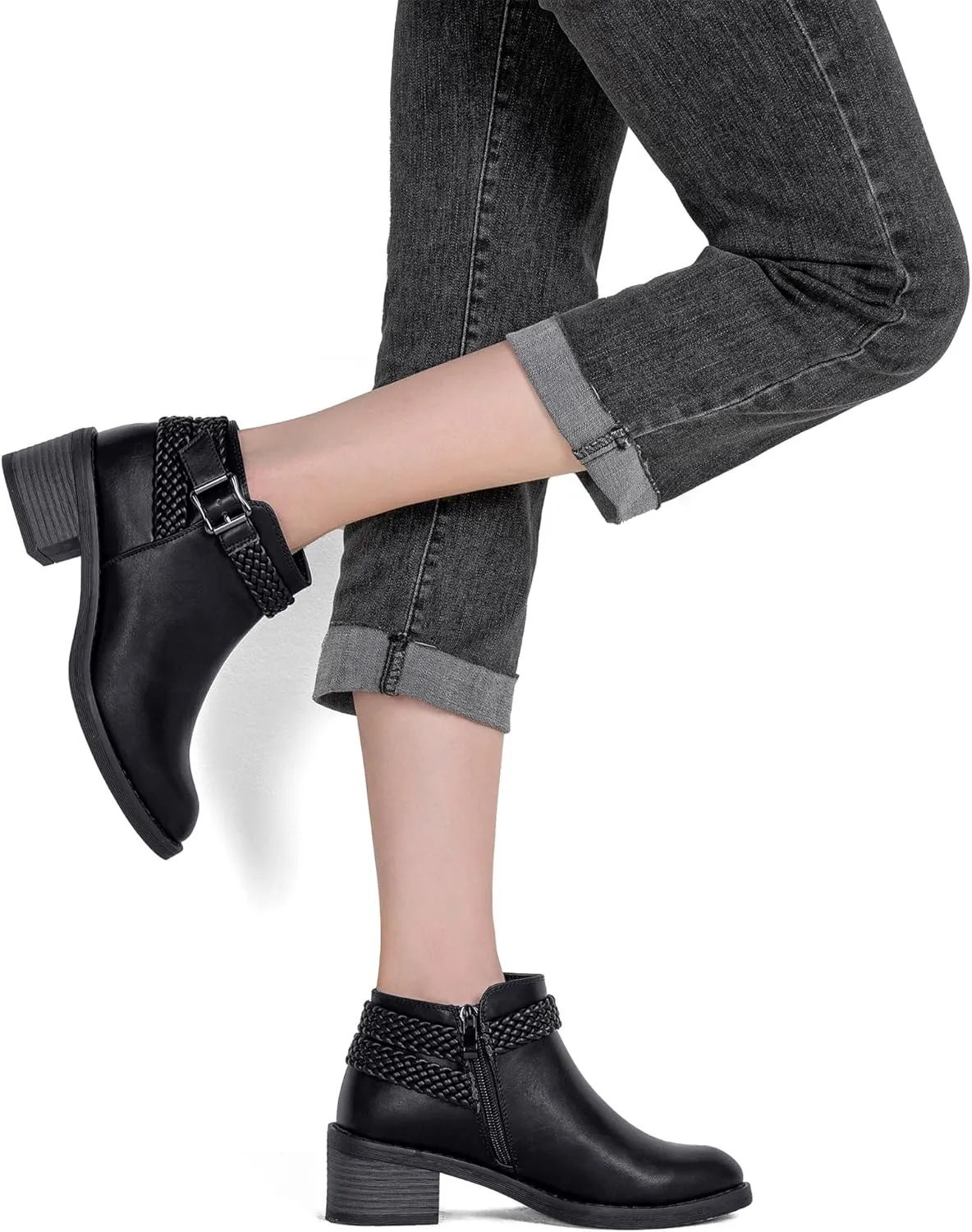 Jeossy Women's Ankle Boots, Low Heel Short Booties, Dress Fall Boots with Inner Zipper