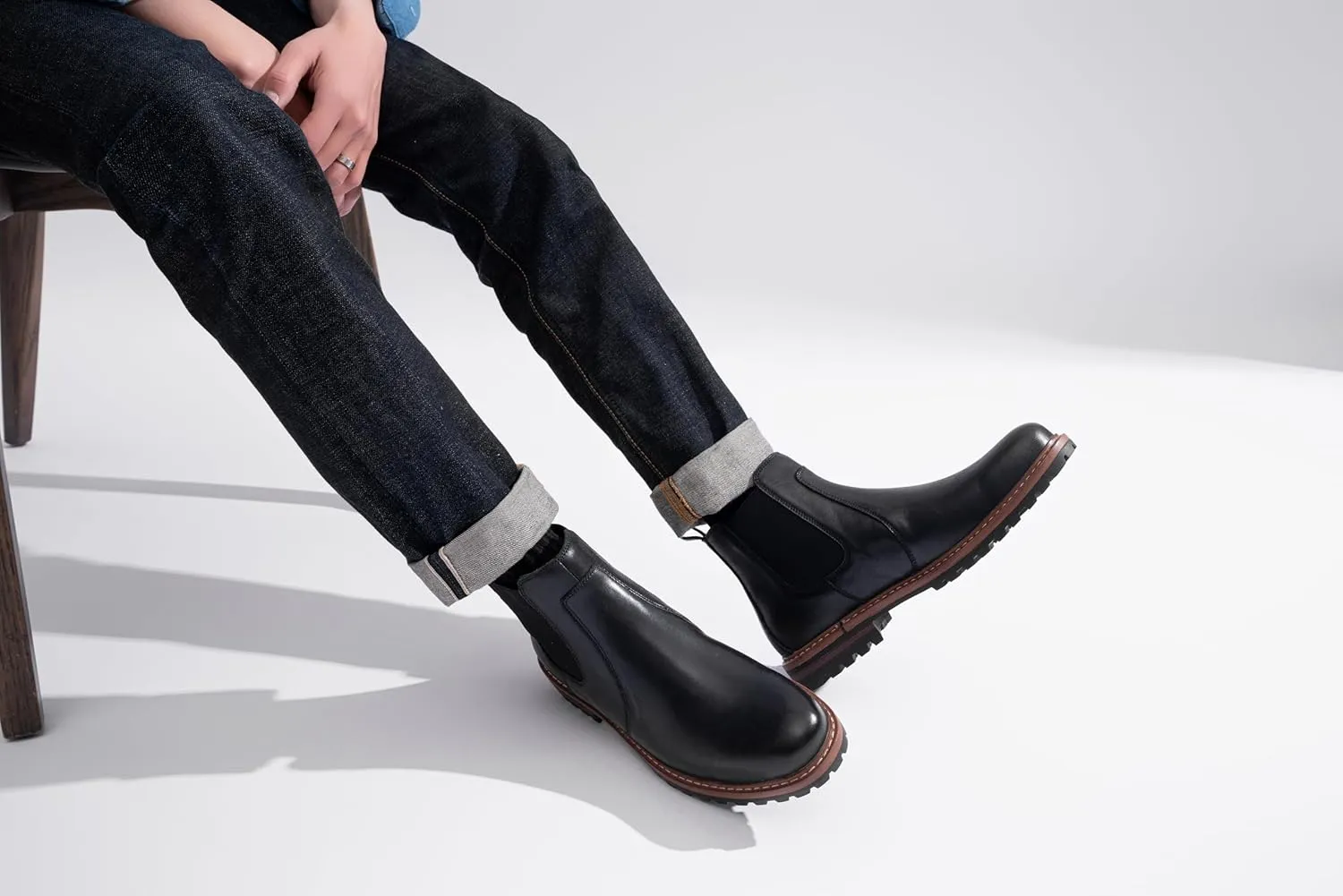 Jousen Chelsea Boots Men Lightweight Mens Boots Classic Slip On Boots Casual Boots for Men
