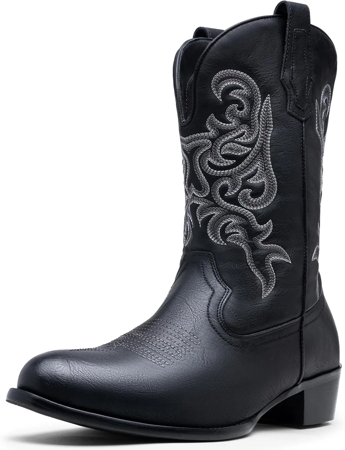 Jousen Cowboy Boots For Men Classic Western Embroidered Boots Retro Short Botas