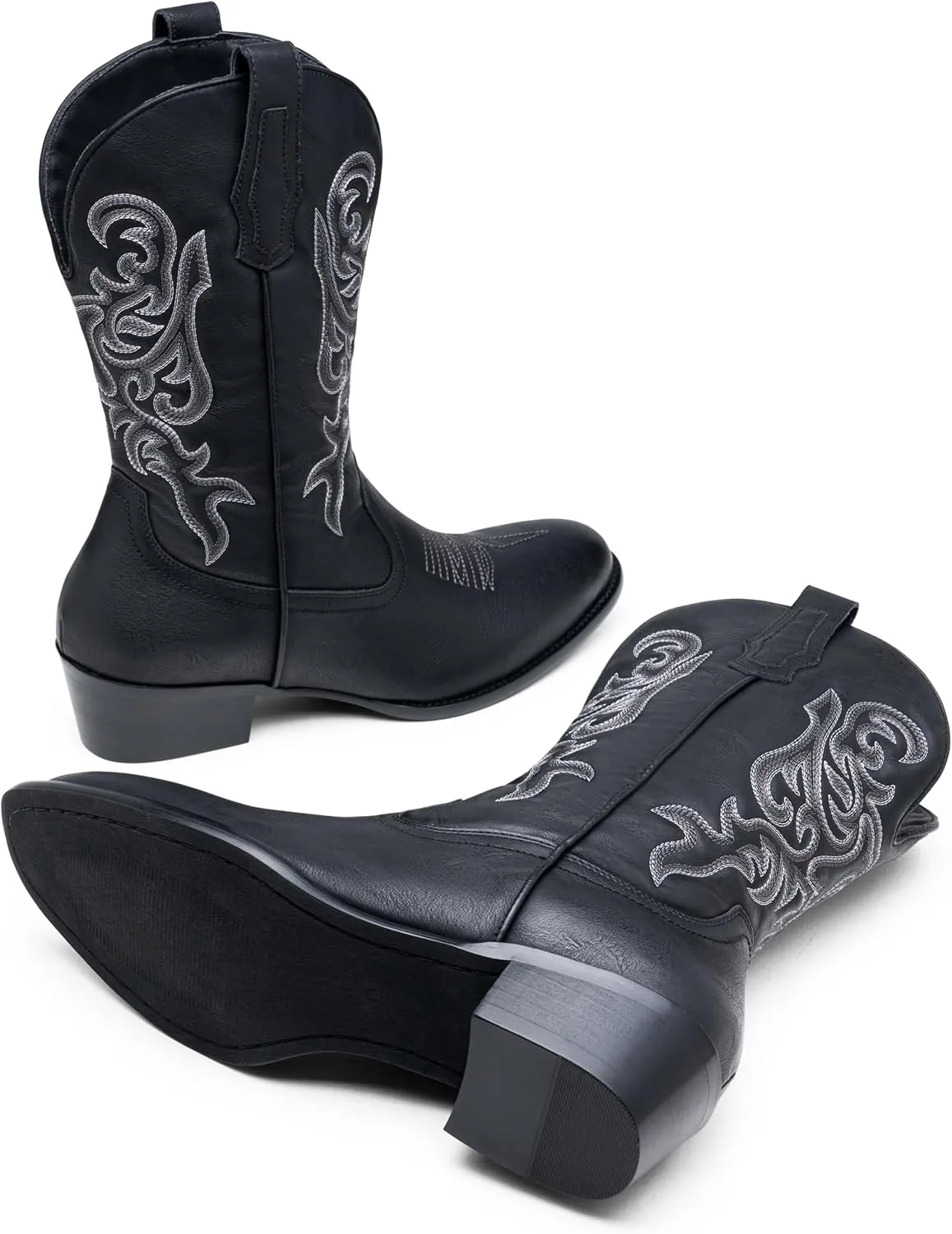 Jousen Cowboy Boots For Men Classic Western Embroidered Boots Retro Short Botas