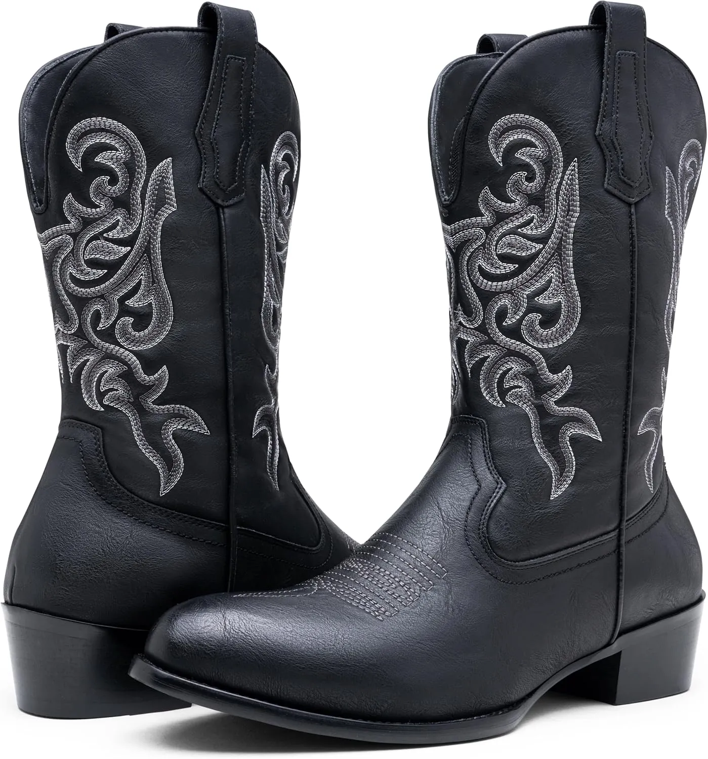 Jousen Cowboy Boots For Men Classic Western Embroidered Boots Retro Short Botas