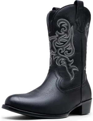 Jousen Cowboy Boots For Men Classic Western Embroidered Boots Retro Short Botas
