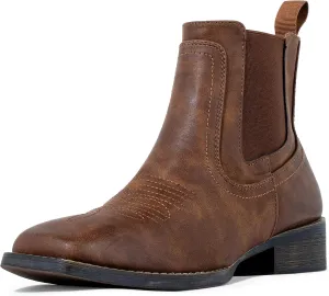 J's.o.l.e Cowboy Boots for Men Western Square Toe Ankle Chelsea Boots