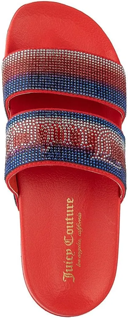 JUICY COUTURE Slide Double Strap Sandals, Beach Flats for Women, Summer Shoes