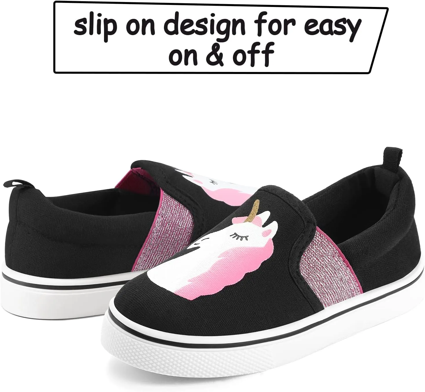 K KomForme Toddler Sneakers for Girls Boys Slip On Canvas Walking Shoes