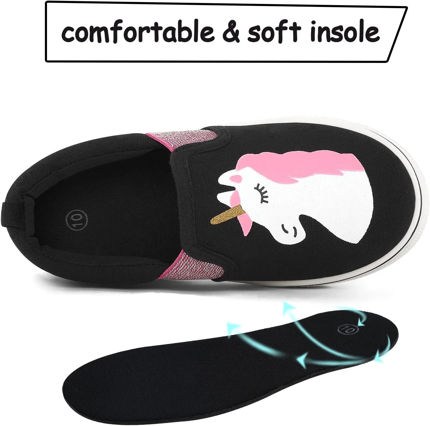 K KomForme Toddler Sneakers for Girls Boys Slip On Canvas Walking Shoes