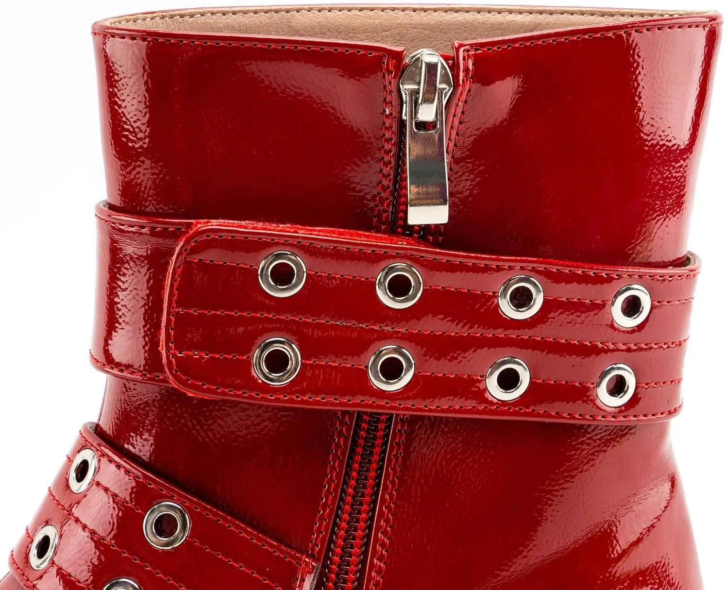 KaroNairy Ankle Boots for Women Wide Buckle Boots Pointed Toe Low Heel Boots Pull on Fashion Dress Short Boots