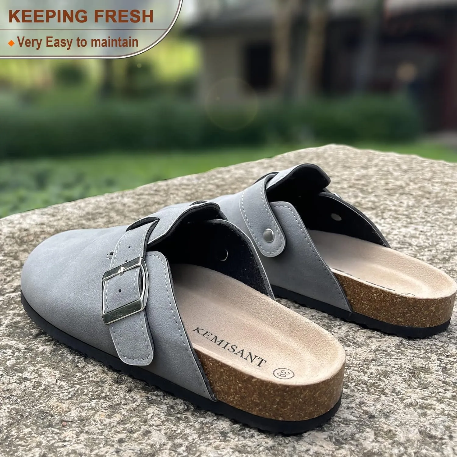 KEMISANT Women Clogs,Comfort Mules Slippers Nurse Work Shoes Sandals Unisex for Men Women with Cork-Footbed Cushion