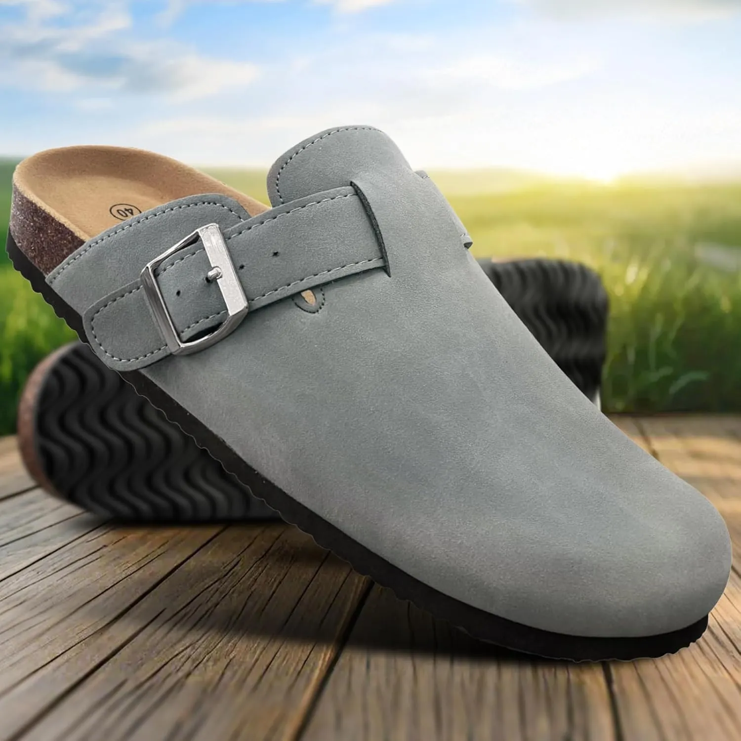 KEMISANT Women Clogs,Comfort Mules Slippers Nurse Work Shoes Sandals Unisex for Men Women with Cork-Footbed Cushion