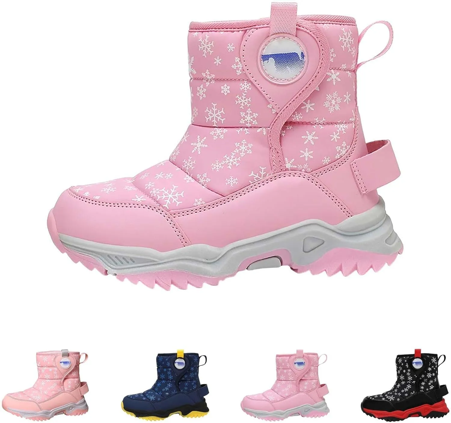 Kids Boy Girl Snow Boots Winter Outdoor Water Proof with F𝐮r Lined Cold-Weather Mid Calf Snow Slip 𝗥esistant Boots