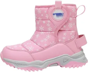Kids Boy Girl Snow Boots Winter Outdoor Water Proof with F𝐮r Lined Cold-Weather Mid Calf Snow Slip 𝗥esistant Boots