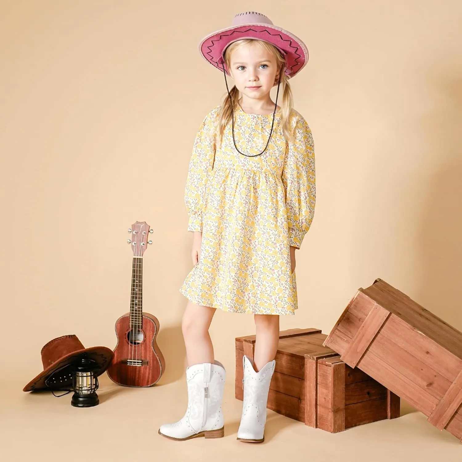 Kids Cowgirl Boots for Girls Western Square Toe Girls Sparkle Boots Zipper Mid Calf Low Heel Horse Riding for Toddler Little Big Kids