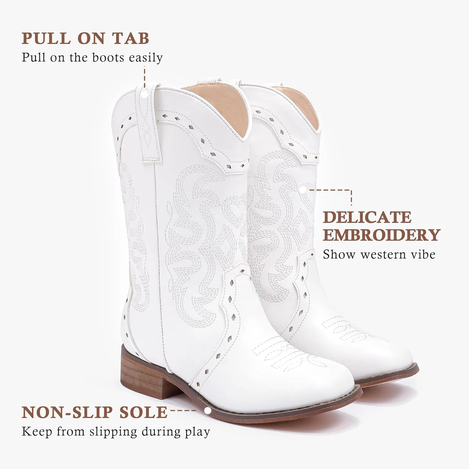 Kids Cowgirl Boots for Girls Western Square Toe Girls Sparkle Boots Zipper Mid Calf Low Heel Horse Riding for Toddler Little Big Kids
