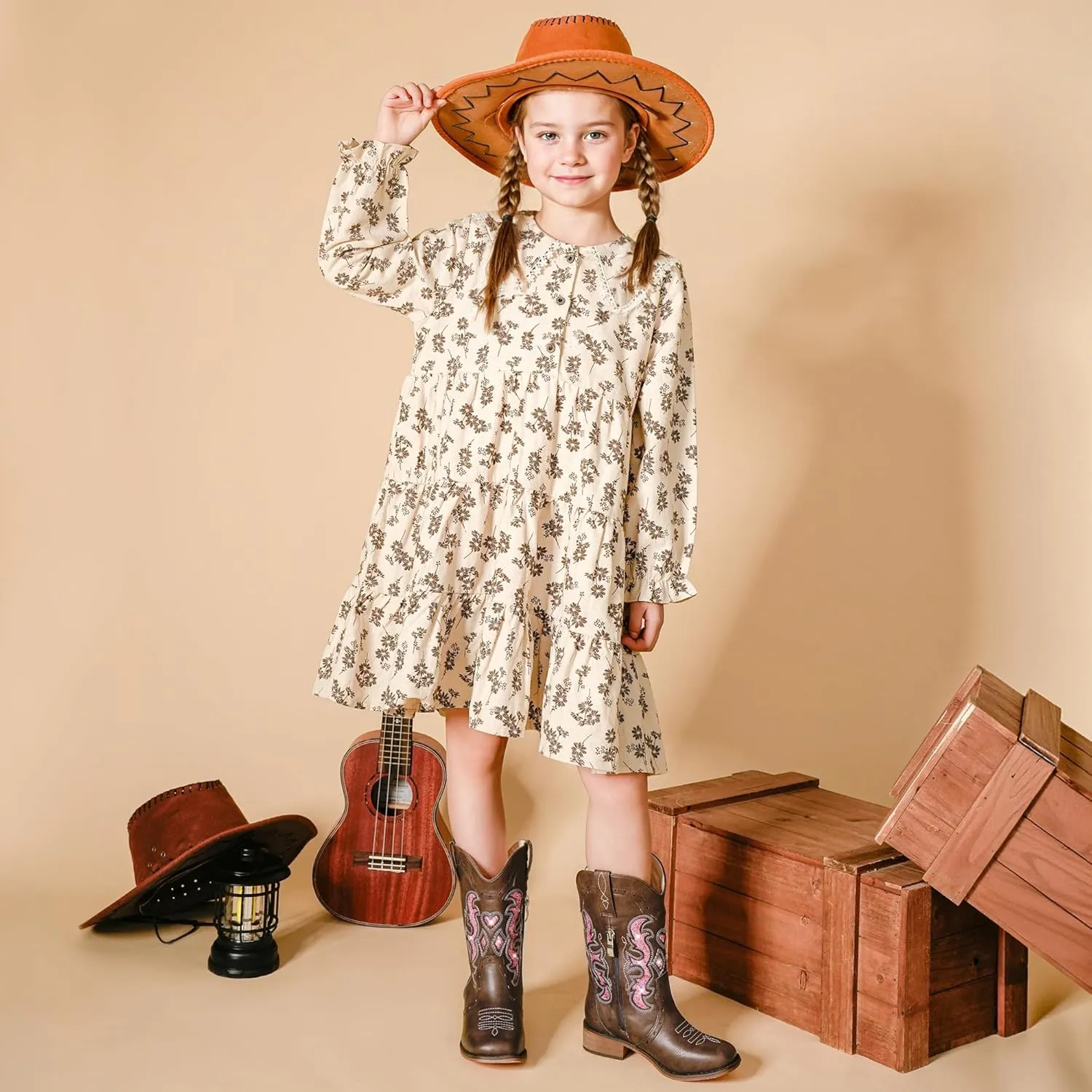 Kids Cowgirl Boots for Girls Western Square Toe Girls Sparkle Boots Zipper Mid Calf Low Heel Horse Riding for Toddler Little Big Kids
