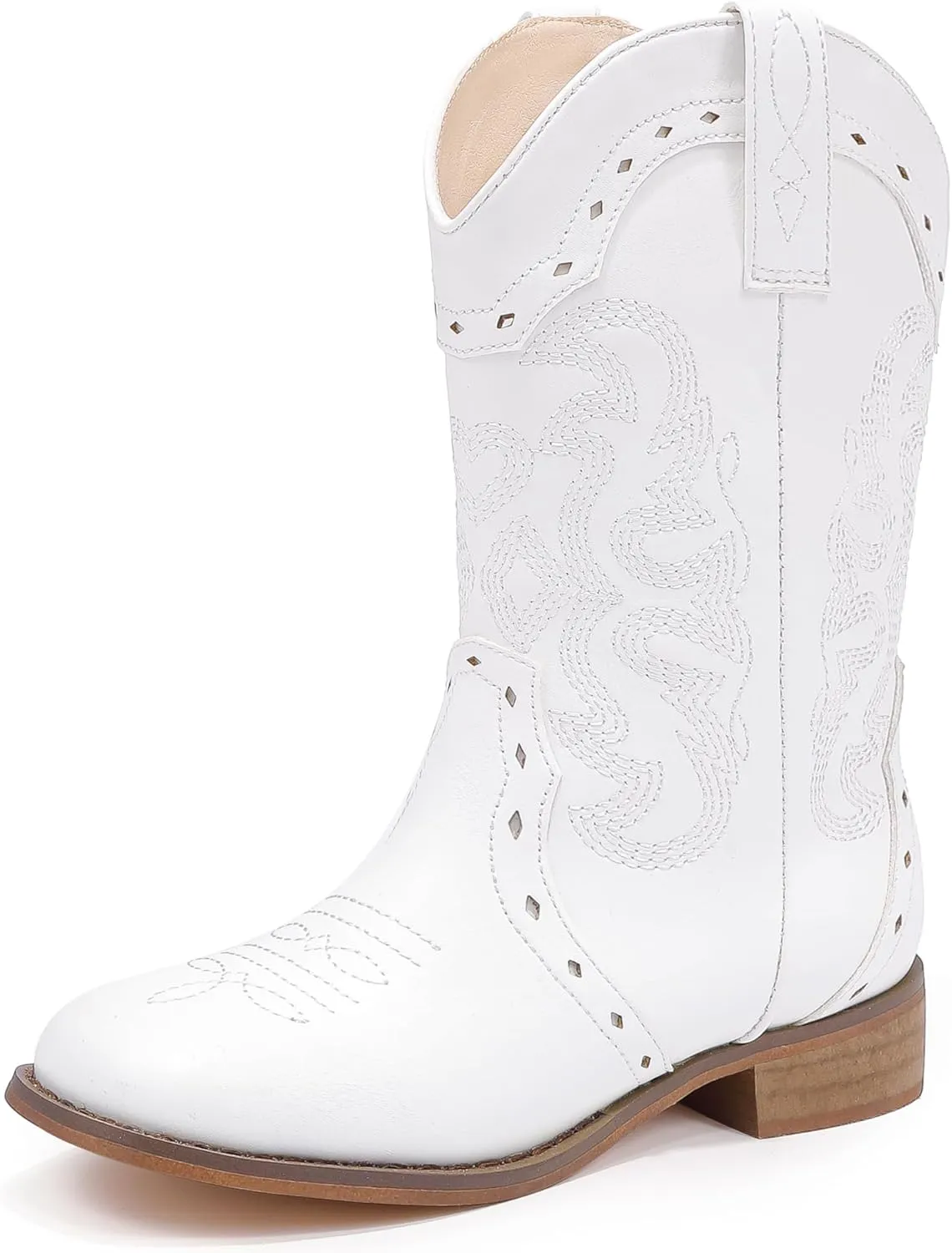 Kids Cowgirl Boots for Girls Western Square Toe Girls Sparkle Boots Zipper Mid Calf Low Heel Horse Riding for Toddler Little Big Kids