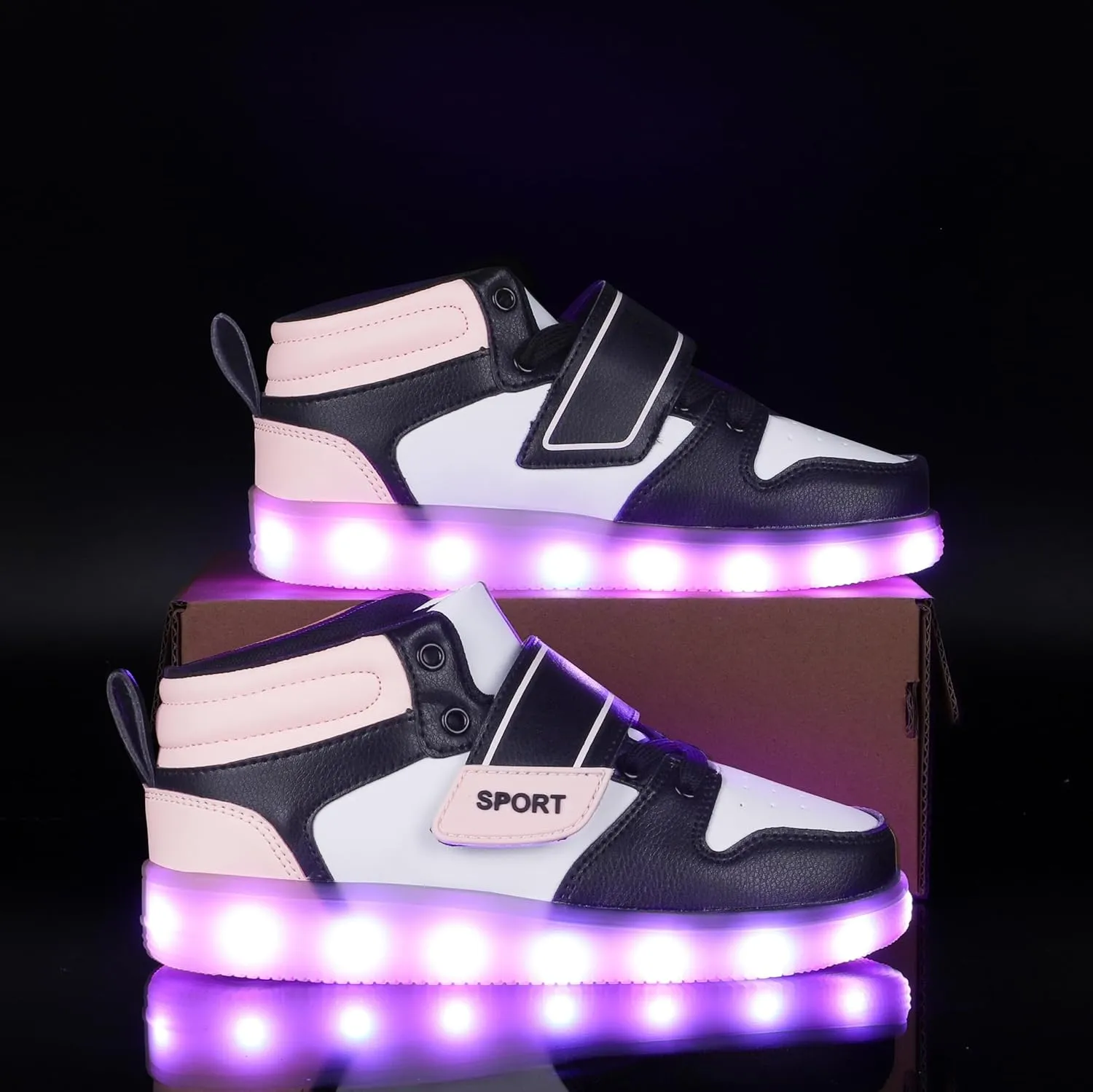 Kids Light up Shoes LED USB Charging Flashing High-top Sneakers Boys Girls Trainers for Festivals Halloween Christmas New Year Party