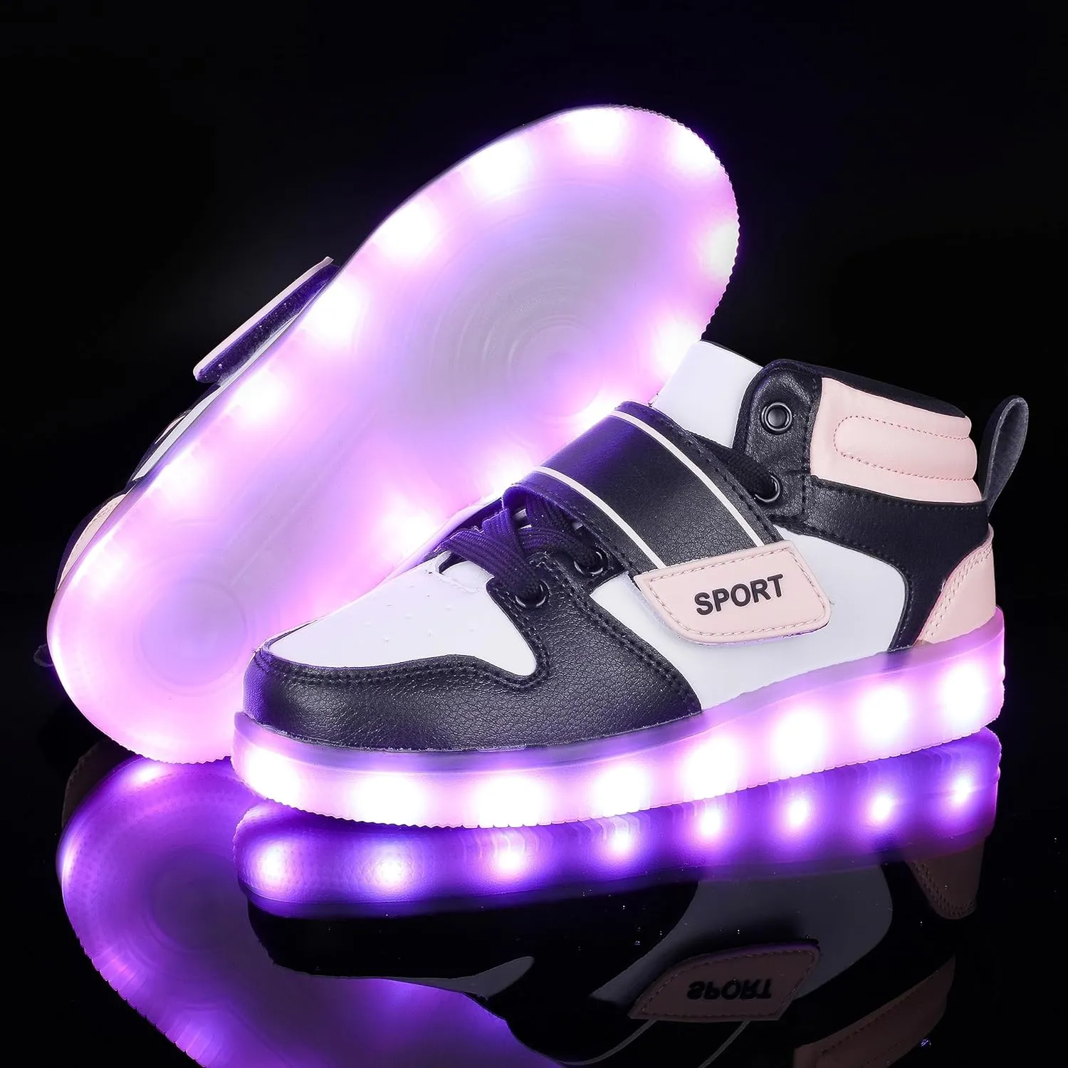 Kids Light up Shoes LED USB Charging Flashing High-top Sneakers Boys Girls Trainers for Festivals Halloween Christmas New Year Party