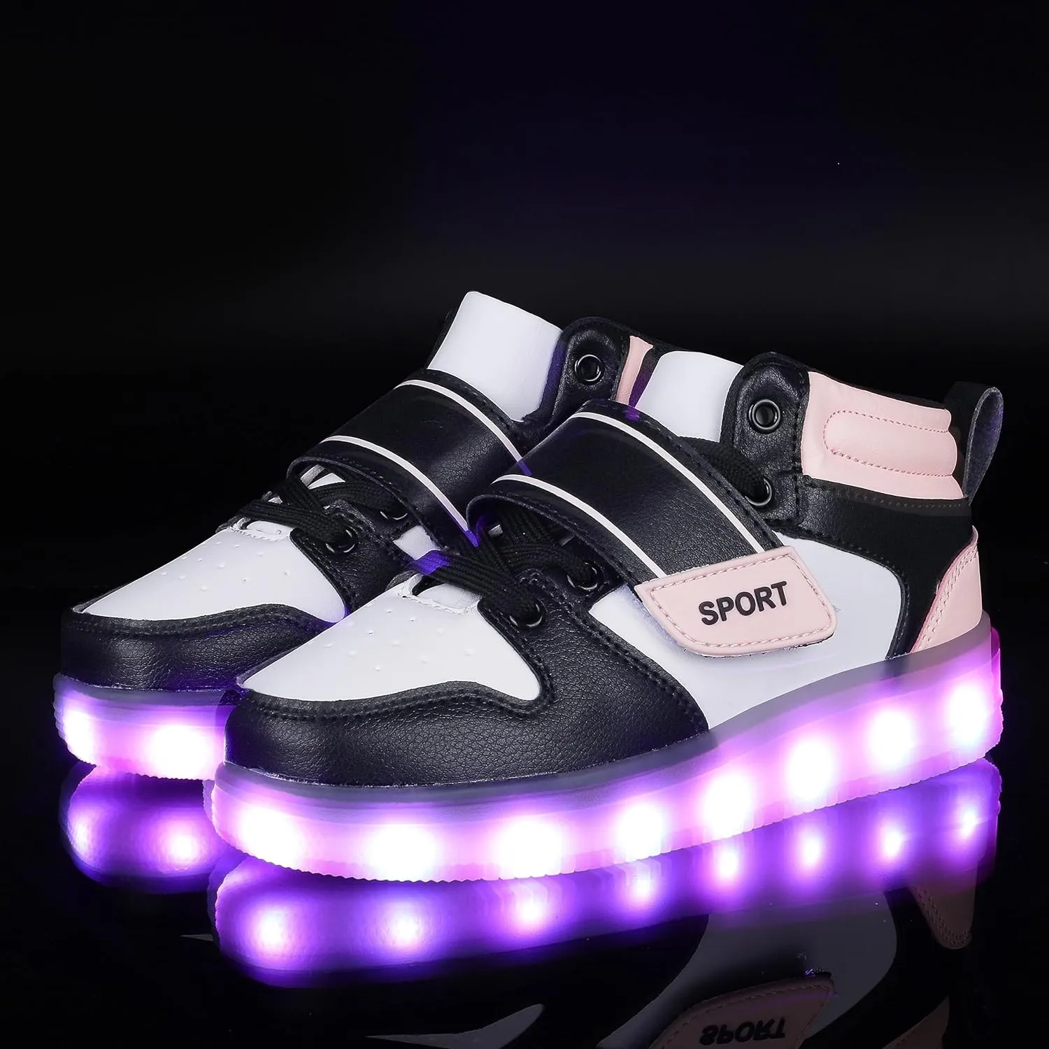 Kids Light up Shoes LED USB Charging Flashing High-top Sneakers Boys Girls Trainers for Festivals Halloween Christmas New Year Party
