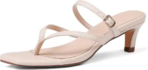 Kitten Heel Sandals for Women Square Open Toe Strappy Sandals Flip Flops Low Heels Fashion Comfort Party Dress Shoes