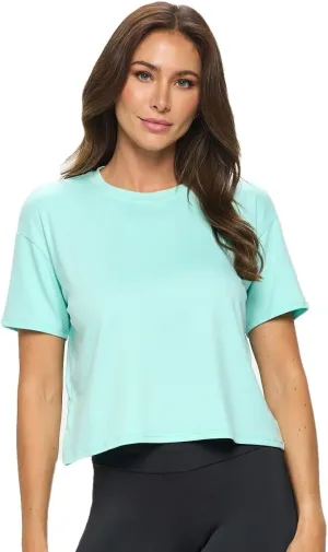 KNIT RIOT Women’s Crop Top – Short Sleeve Soft Boxy Crewneck Casual Active Workout Yoga Running Cropped Tee T Shirts