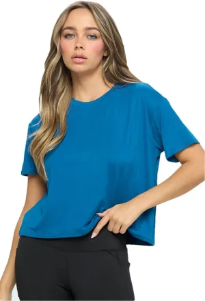 KNIT RIOT Women’s Crop Top – Short Sleeve Soft Boxy Crewneck Casual Active Workout Yoga Running Cropped Tee T Shirts