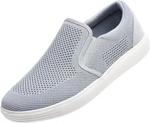 konhill Slip on Sneaker for Men- Casual Knit Boat Loafers Walking Shoes Driving Work Memory Skate Foam Shoes