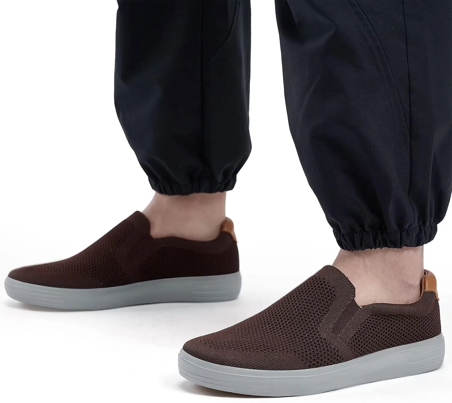 konhill Slip on Sneaker for Men- Casual Knit Boat Loafers Walking Shoes Driving Work Memory Skate Foam Shoes